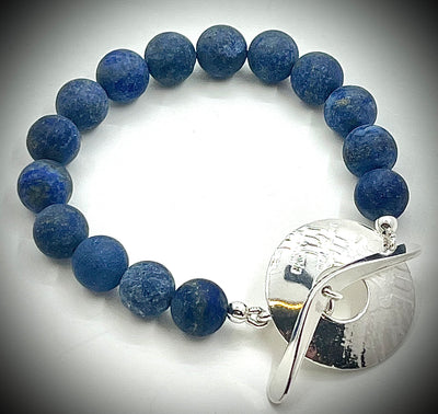 Sandblasted Lapis Bracelet