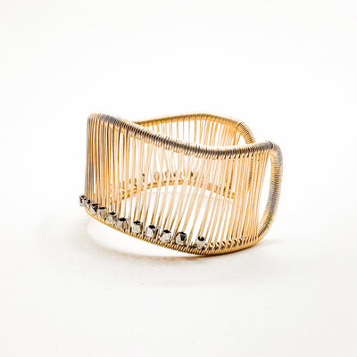 Gold Filled Wave Cuff with Solid Silver Cube Beads