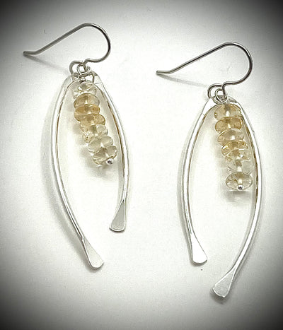 Wishbone Earrings with Gemstones