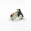 right side view of size 6 Sterling Natural Surface Tourmaline Ring with 14k Gold Ball by Judie Raiford