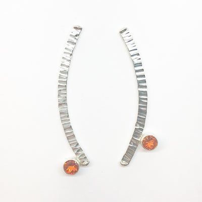 Sterling Silver Long Arched Earrings with Citrine by Judie Raiford