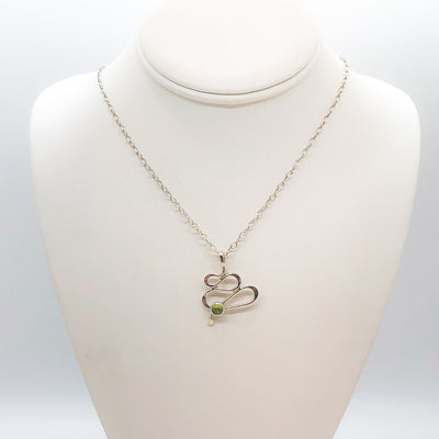 sterling silver Touch of Romance Necklace with Peridot by Judie Raiford on mannequin bust