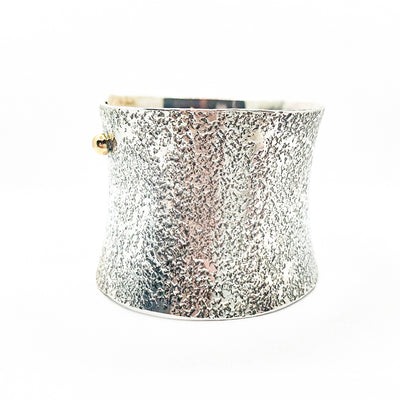 right side view of 1.5" Oxidized Sterling Wide Anticlastic Cuff by Judie Raiford