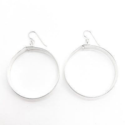 large sterling silver Full Moon Textured Bandage Hoop Earrings by Judie Raiford
