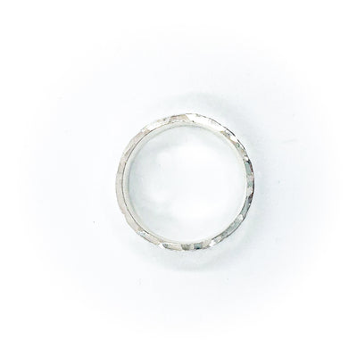 over top view of size 11.25 Men's Sterling Mom's Hammer Cross Hatch Textured Ring by Judie Raiford