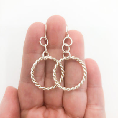 Small Circle Double Twist Hoop Earrings