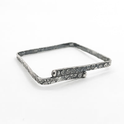 Oxidized Sterling Overlap Square Hammered Bangle