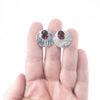 Sterling Circle Cuff Links with Garnet