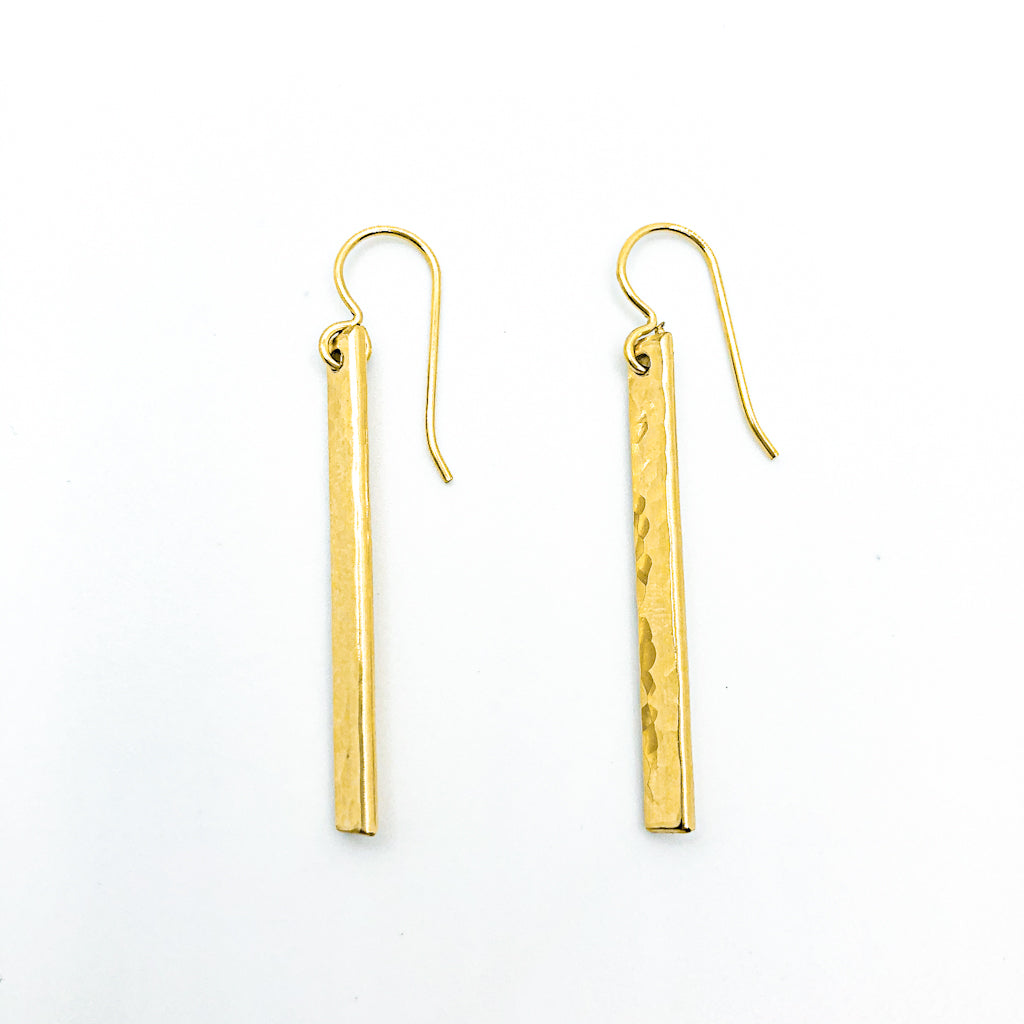 14k Gold Filled Ball Pein Bar Earrings by Judie Raiford