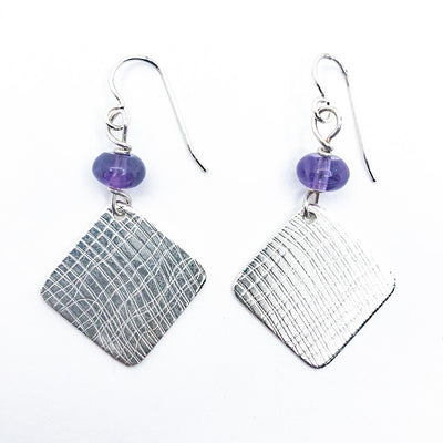 Sterling Goat Earrings with Upside Down Amethyst by Judie Raiford