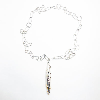 Sterling & 24k GG Pod Necklace on Handmade Chain