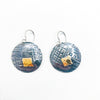 Sterling & 24K Gold Round Disc Earrings with Square Hammer Texture