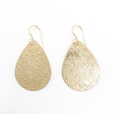 14k Gold Filled Mom's Hammer Flat Pear Earrings by Judie Raiford