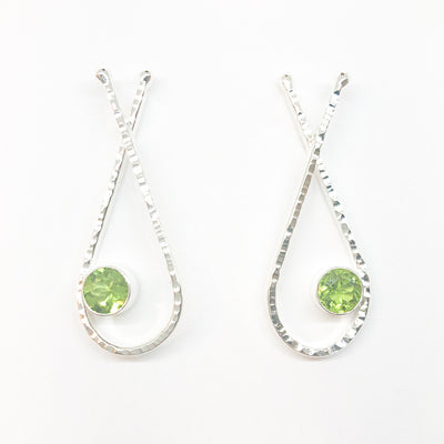 Sterling Jody Looped Earrings with Peridot by Judie Raiford