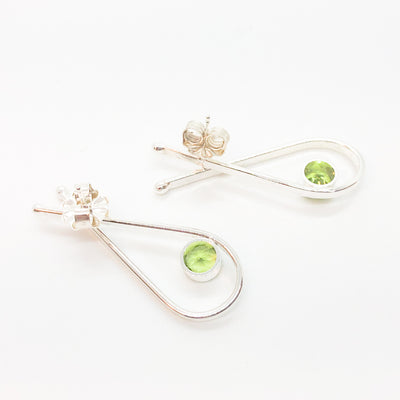 back view of Sterling Jody Looped Earrings with Peridot by Judie Raiford