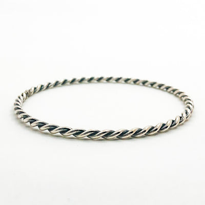 Double Twist Oxidized Sterling Bangle by Judie Raiford