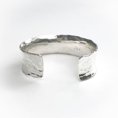 back view of Sterling Anticlastic Ball Pein Cuff by Judie Raiford