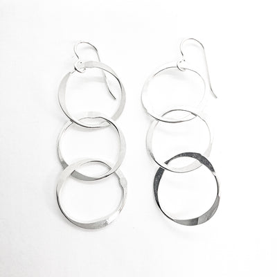 sterling silver Hammered Triple Circle Earrings by Judie Raiford