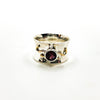 size 6 Sterling and 14k Anticlastic Ring with Rhodolite Garnet by Judie Raiford
