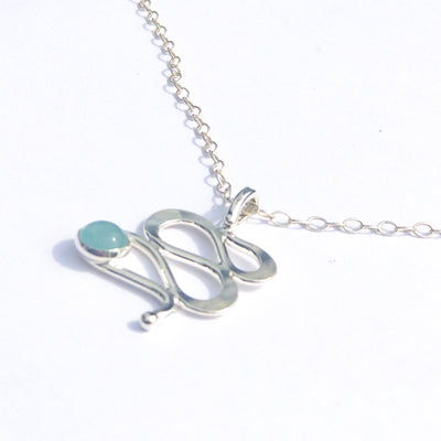 Sterling Touch of Romance Necklace with Aquamarine