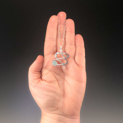 Sterling Touch of Romance Necklace with Aquamarine