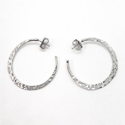 sterling silver medium Forged Hoops by Judie Raiford