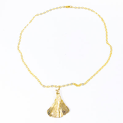 flat lay view of 14k Gold Filled Ginkgo Necklace by Judie Raiford