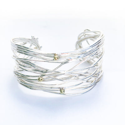 Sterling Random Theory Cuff with 14k Gold Balls