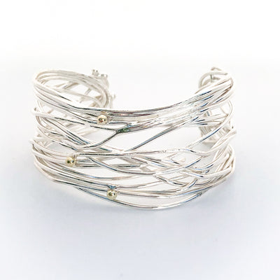 Sterling Random Theory Cuff with 14k Gold Balls