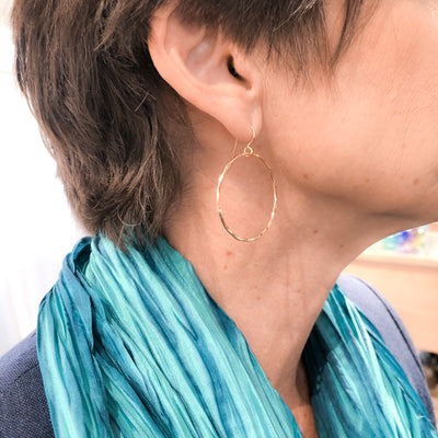 14k Gold Filled Large Orbit Earrings by Judie Raiford worn on model