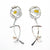 Sterling silver and 24k gold Asian Graphic Earrings with white Pearls by Judie Raiford 