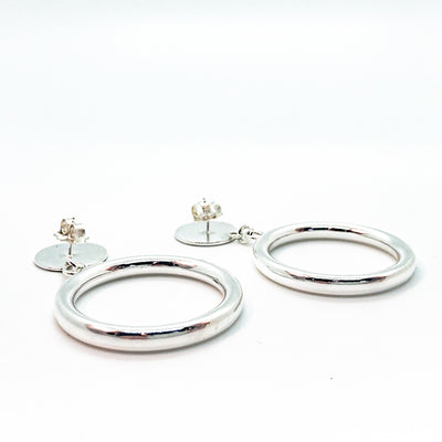 back angle view of sterling silver Marilyn Monroe Earrings by Judie Raiford