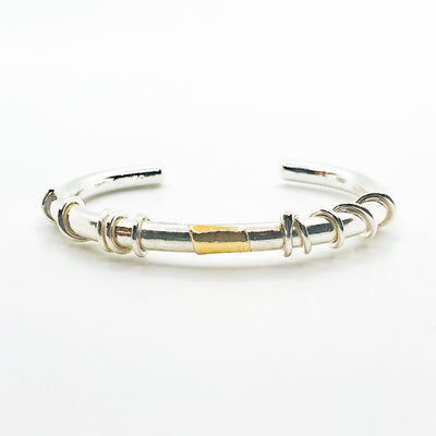 Sterling and 24k Wrapped Unhinged Cuff