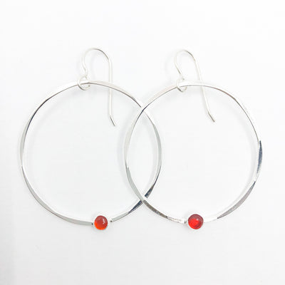 Sterling Orbit Earrings with carnelian by Judie Raiford