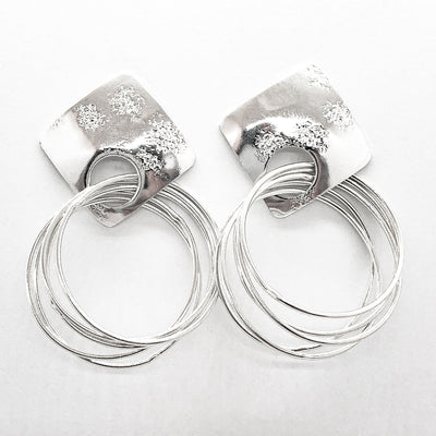 polished Sterling silver Square Top Slinky Post Earrings by Judie Raiford