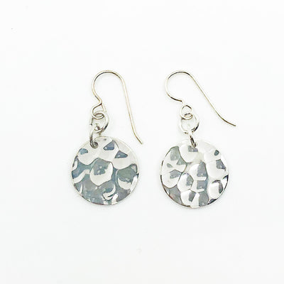 Sterling Flat Disc Ball Pein Earrings by Judie Raiford