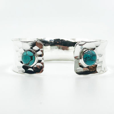 back view of Sterling Anticlastic Cuff with Turquoise by Judie Raiford