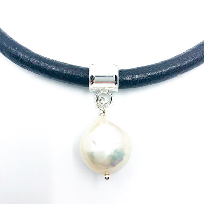 Large Baroque Pearl Necklace with Fat Leather Cord
