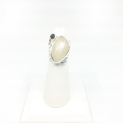 Sterling Wrap Ring with Moonstone and Black Onyx