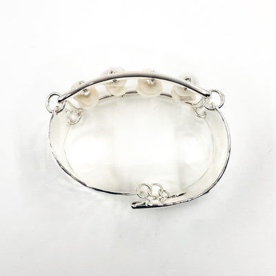 over top view of Sterling Sue Pearl Bracelet by Judie Raiford