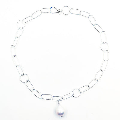 Baroque Pearl on Handmade Chain Necklace by Judie Raiford