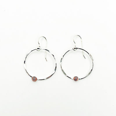 Sterling Baby Orbit Earrings with Garnet by Judie Raiford