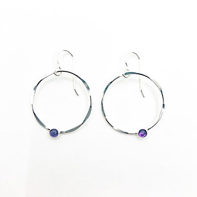 Sterling Baby Orbit Earrings with Amethyst by Judie Raiford