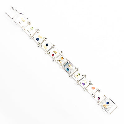 Argentium Silver and 24k Moore Bracelet with Gemstones