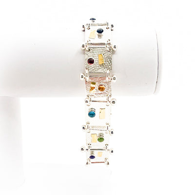 Argentium Silver and 24k Moore Bracelet with Gemstones