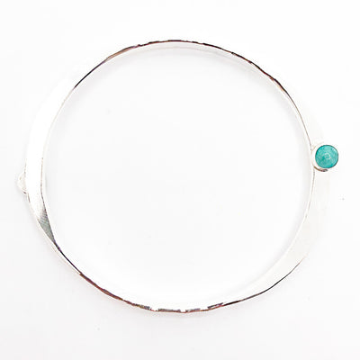 Sterling Naught Bangle with Turquoise Cabochons by Judie Raiford
