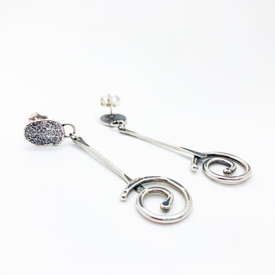 Smash Top Earrings with Spiral Dangle