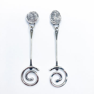 Smash Top Earrings with Spiral Dangle