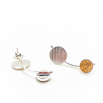 Comet Earrings with Gold Druzy