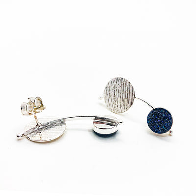 Comet Earrings with Royal Blue Druzy